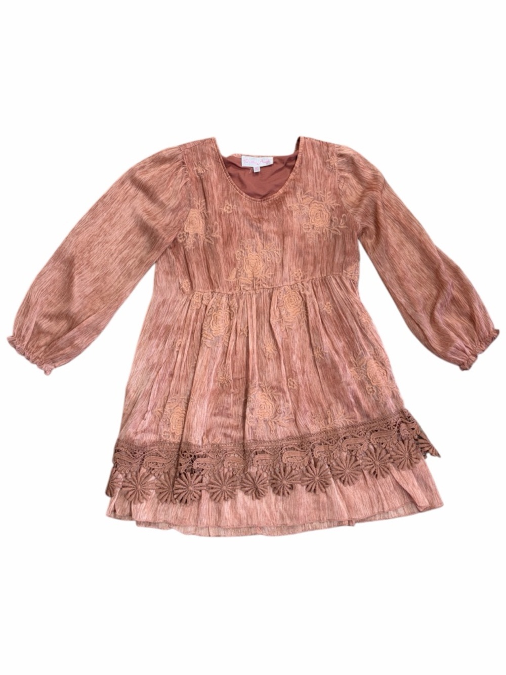 Pretty Angel Silk Embroidered Layered Top Dusty Rose - Small